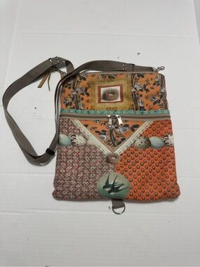 Old Bagzz Handmade Patchwork Crossbody Bag Bird Nest Print